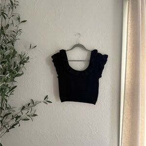 H&M knit Black Ruffle Crop Top